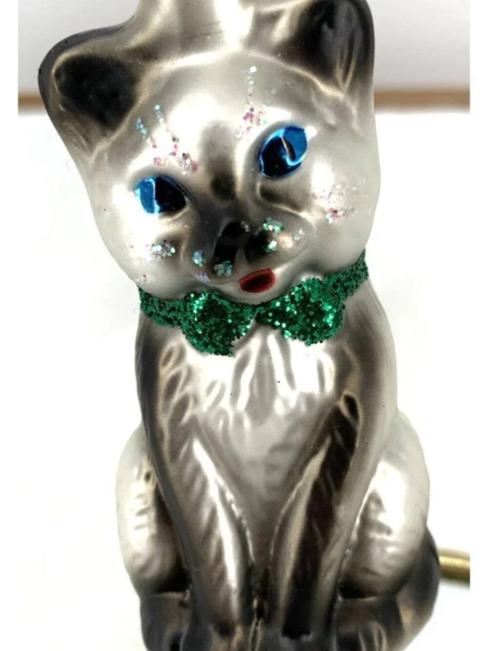 Inge-Glas Kitty Cat Christmas Ornament Siamese Hand Blown